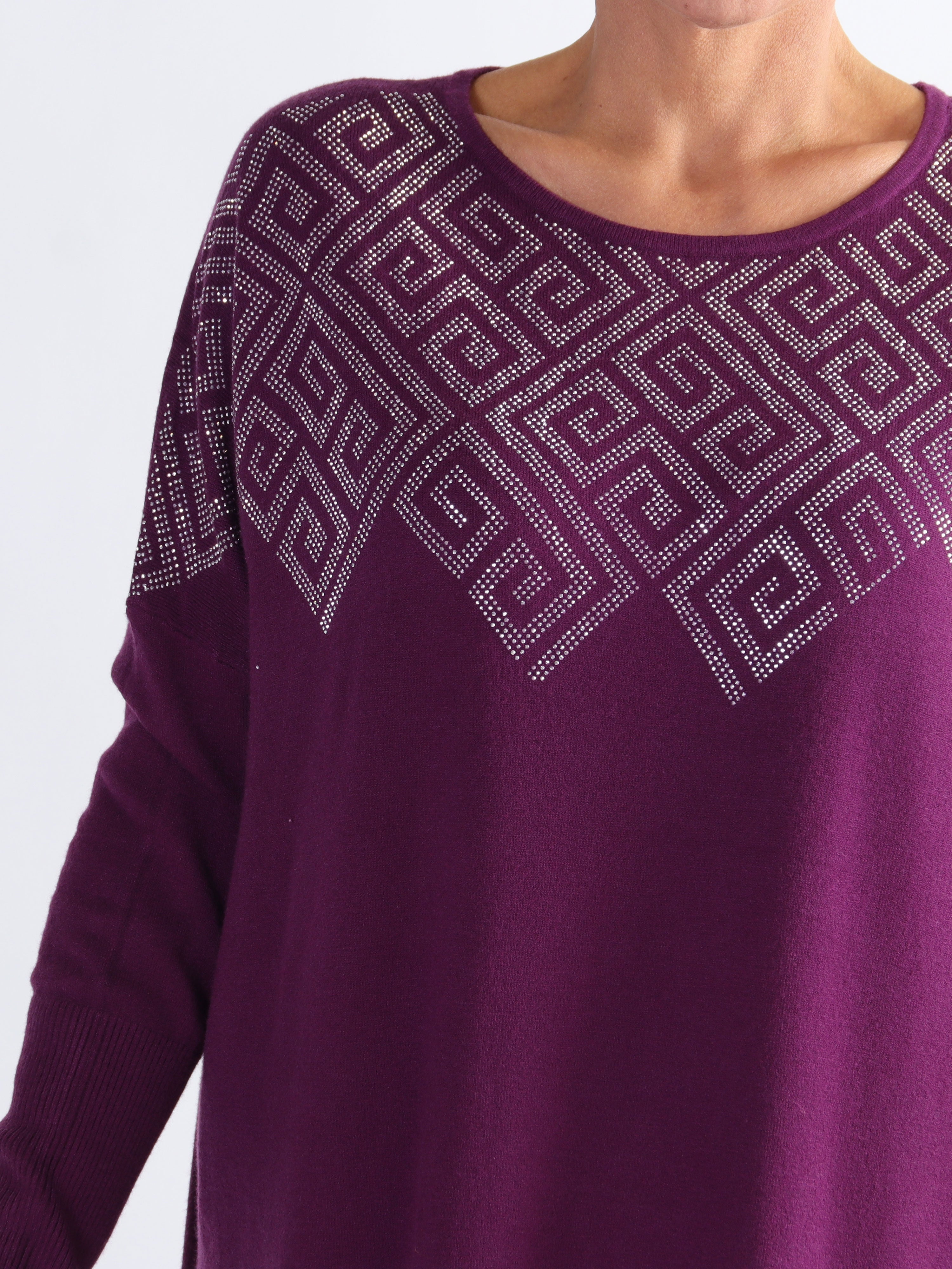 Luna - Mjuk stickad plus size klänning med strass